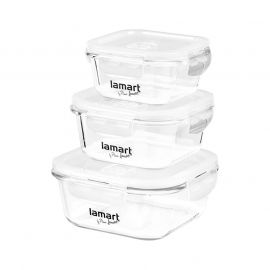 Lamart Комплект стъклени кутии за храна, 320 ml, 520 ml, 800 ml