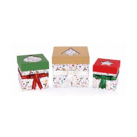 Gipta Подаръчна кутия New Year, с капак и панделка, 145 x 145 x 155 mm 6015200229