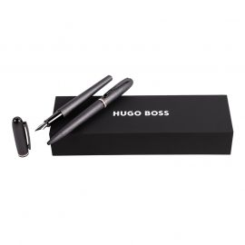 Hugo Boss Комплект химикалка и писалка Contour Iconic, тъмносиви