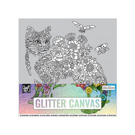 Grafix Платно за оцветяване Котка, покрито с брокат, 30 х 30 cm 6605330167