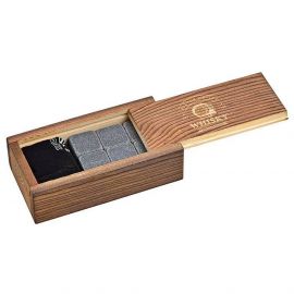 Каменни охладители, базалтови, 6 бр, в дървена кутия - Whisky Gift Sets