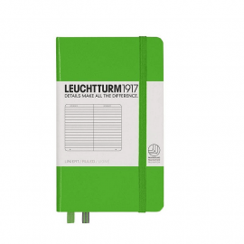 Тефтер А6 Leuchtturm1917 Notebook Pocket Fresh Green, твърда корица, Чисто бяла