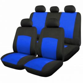 Комплект калъфи за автомобил от полиестер, цвят - син, 9 броя