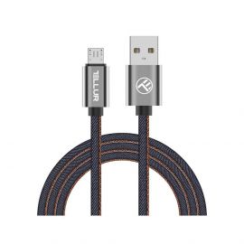 Tellur Micro-USB Дънков кабел, 1м, син TLL155371
