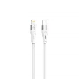 Tellur Silicone кабел за данни, USB-C - lightning cable, 1м, бял TLL155541