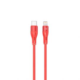Tellur Silicone кабел за данни, Type-C - Lightning Cable, 1м, червен TLL155561