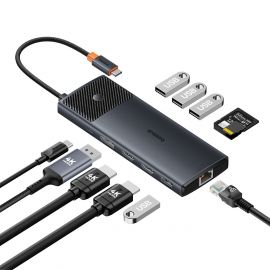 USB хъб Baseus Metal Gleam Series II 11-в-1 USB Type C към HDMI, DisplayPorts, USB-A x 2, USB-C PD, SD/TF B00061801123-00