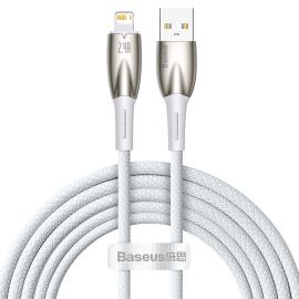 Кабел Baseus Glimmer Series USB-A - Lightning 480Mb/s 2.4A 2м CADH000302 - бял