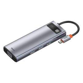 USB хъб Baseus CAHUB-CU0G Type-C 9 в 1 с USB Type-C PD/3x USB 3.2 Gen 1/RJ45 1 Gbps/VGA FHD 60 Hz/HDMI 4k 30 Hz/TF/SD