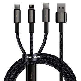 Kабел Baseus Tungsten 3в1 USB-А към Type C / Lightning / micro USB 3.5 A, 1.5м черен