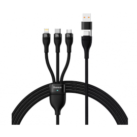 Кабел 3в1 Baseus CASS030201 Flash Series USB към USB-C + micro USB + Lightning 100W 1.5м черен