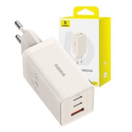 Зарядно устройство Baseus GaN5 Ultra 2x USB-C + USB, 65W + cable 1м P10110812227-Z1 - бяло