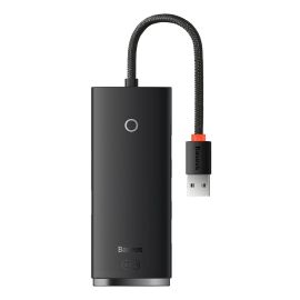 USB хъб Baseus WKQX030001 USB-A Lite Series 5в1, мултифункционален, 25см, черен