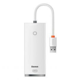 USB хъб Baseus WKQX030002 USB-A Lite Series 5в1, мултифункционален, 25см, бял