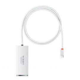 USB хъб Baseus WKQX030402 USB-A Lite Series 5в1, мултифункционален, 1м, бял
