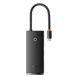 USB хъб Baseus Lite WKQX050101 Type-C с 2x USB 3.0/USB Type-C PD/HDMI 1.4/ SD/TF порта черен