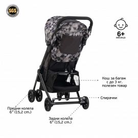 ZIZITO Бебешка количка Jasmin - компактна, лесно сгъваема, сива 15926_532