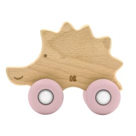 Kikkaboo Играчка дървена с чесалка Hedgehog Pink