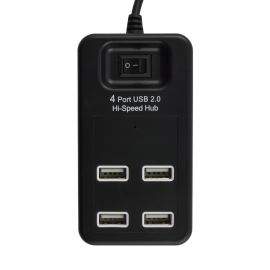 USB хъб Diva 4 порта с ключ, USB 2.0, Черен