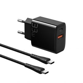 Комплект Зарядно устройство Xmart 1 x USB Type-C PD + 1 x USB QC и Type-C към Type-C кабел