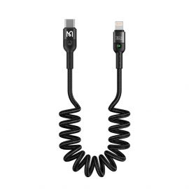 USB-C към Lightning кабел Xmart Spiral, до 1.8м, Черен