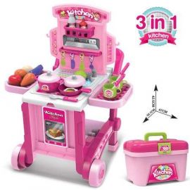 Buba Детска кухня Kitchen little Chef, 008-927, розова, куфар, NEW022683