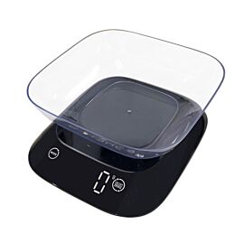 Кухненска везна Rosberg Premium RP51651J, 5 кг, g/lb/oz/ml, Купа, LED дисплей, Черен