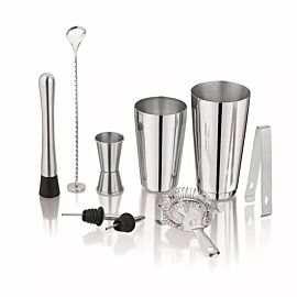 Комплект шейкъри и аксесоари за коктейли Kinghoff KH 1708, 9 бр, 600/750 ml, Инокс