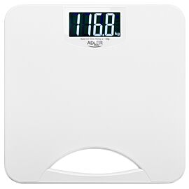 Кантар Adler AD 8193, До 250 кг, LCD, Индикатори за батерия и претоварване, Неплъзгащ се, Бял