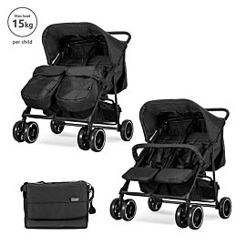 Lorelli Д.КОЛИЧКА TWIN BLACK за близнаци +ЧАНТА