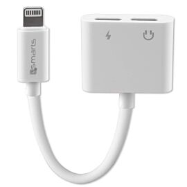 4smarts Audio and Charging Splitter Lightning to 2x Lightning - Lightning адаптер към 2x Lightning изходa (6.5см) (бял)
