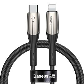Baseus Horizontal USB-C to Lightning Cable (CATLSP-01) - USB-C към Lightning кабел за Apple устройства с Lightning порт (100 см) (черен)