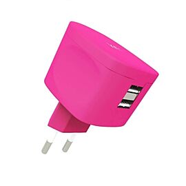Kit Fresh 3.4A Wall Charger - захранване за ел. мрежа 3.4A с два USB изхода (розов)