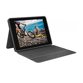 Logitech Rugged Keyboard Folio - безжична клавиатура, с удароустойчив кейс и поставка за iPad 7 (2019), iPad 8 (2020) (черен)
