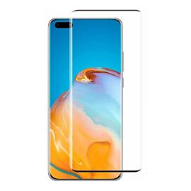Premium Full Cover Curved Tempered Glass - обхващащо и ръбовете стъклено защитно покритие за дисплея на Huawei P40 Pro (черен)