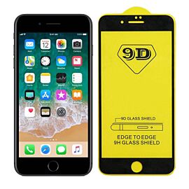 Premium Full Glue 9D Edge to Edge Tempered Glass - обхващащо и ръбовете стъклено защитно покритие за дисплея на iPhone SE (2022), iPhone SE (2020), iPhone 8, iPhone 7 (черен)