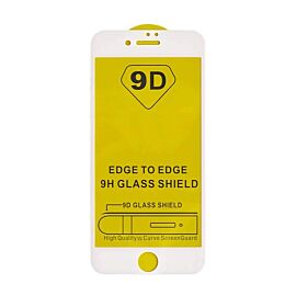 Premium Full Glue 9D Edge to Edge Tempered Glass - обхващащо и ръбовете стъклено защитно покритие за дисплея на iPhone SE (2022), iPhone SE (2020), iPhone 8, iPhone 7 (бял) (bulk)