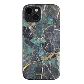 Mageasy Marble Emerald Case - дизайнерски хибриден удароустойчив кейс за iPhone 14 (смарагд)