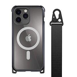 Mageasy Odyssey+ M Metal Black Case With Magsafe - удароустойчив хибриден кейс с Magsafe и връзка с карабинер за iPhone 14 Pro Max (черен)