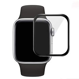 Premium 3D Full Screen Protector - защитно покритие с извити ръбове за дисплея на Apple Watch 44мм (черен-прозрачен)