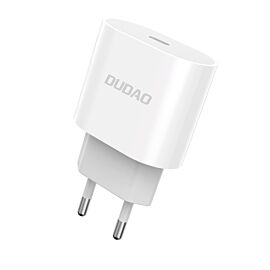 Dudao Fast Wall Charger USB-C 20W PD - захранване за ел. мрежа 20W с USB-C изход и технология за бързо зареждане (бял)