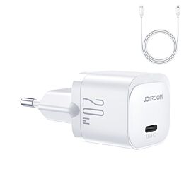 Joyroom Mini USB-C PD Fast Charger 20W - захранване за ел. мрежа с USB-C изход с технология за бързо зареждане (бял)