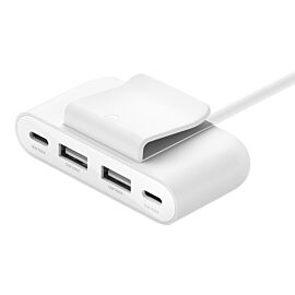Belkin Boost Charge 4-Port USB Power Extender - USB-C адаптер за зареждане на смартфони и таблети с 2xUSB-A и 2xUSB-C изходи (бял)
