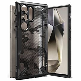 Ringke Fusion-X Case - хибриден удароустойчив кейс за Samsung Galaxy S24 Ultra (черен-камуфлаж)