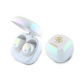 Guess 4G Logo Mini True Wireless Stereo TWS Headset - безжични блутут слушалки със зареждащ кейс за мобилни устройства (бял)