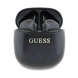 Guess Printed Classic Logo Stereo TWS Headset - безжични блутут слушалки със зареждащ кейс за мобилни устройства (черен)
