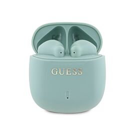 Guess Printed Classic Logo Stereo TWS Headset - безжични блутут слушалки със зареждащ кейс за мобилни устройства (зелен)