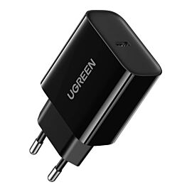 Захранване за ел. мрежа 20W с USB-C изход и технология за бързо зареждане - Ugreen Wall Charger USB-C 20W PD (черен)