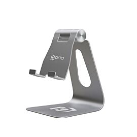 Алуминиева поставка за мобилни телефони и таблети до 9 инча - Prio Metal Smartphone Holder Stand (сребрист)