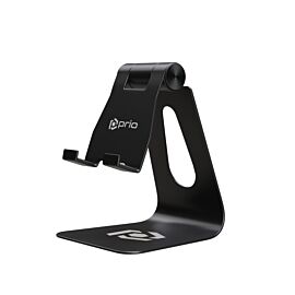 Алуминиева поставка за мобилни телефони и таблети до 9 инча - Prio Metal Smartphone Holder Stand (черен)